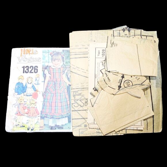 Vintage LITTLE VOGUE 1326 Children's Dress Pinafore Size 3 Some CUT..Not all. - Picture 5 of 6